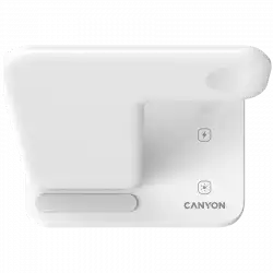 CANYON WS-303 3in1 Wireless charger, with touch button for Running water light, Input 9V/2A, 12V/2A, Output 15W/10W/7.5W/5W, Type c to USB-A cable length 1.2m, 137*103*140mm, 0.22Kg, White