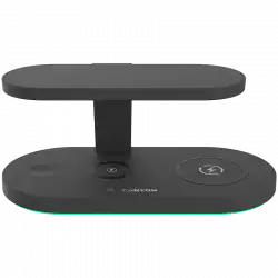 CANYON WS-501 5in1 Wireless charger, with UV sterilizer, with touch button for Running water light, Input QC36W or PD30W, Output 15W/10W/7.5W/5W, USB-A 10W(max), Type c to USB-A cable length 1.2m, 188*90*81mm, 0.249Kg, Black