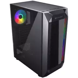 Chassis COUGAR MX410-T, Mid Tower, MiniITX/MicroATX/ATX, 210 x 455 x 380(mm), USB 3.0 x 2, USB 2.0 x 2, Mic x 1 / Audio x 1, RGB Control Button, Acrylic with RGB strips Front Panel, Pre-installed Fans: 120mm x 1 RGB, 4mm Tempered Glass Left Panel