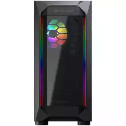 Chassis COUGAR MX410-T, Mid Tower, MiniITX/MicroATX/ATX, 210 x 455 x 380(mm), USB 3.0 x 2, USB 2.0 x 2, Mic x 1 / Audio x 1, RGB Control Button, Acrylic with RGB strips Front Panel, Pre-installed Fans: 120mm x 1 RGB, 4mm Tempered Glass Left Panel