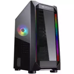 Chassis COUGAR MX410-T, Mid Tower, MiniITX/MicroATX/ATX, 210 x 455 x 380(mm), USB 3.0 x 2, USB 2.0 x 2, Mic x 1 / Audio x 1, RGB Control Button, Acrylic with RGB strips Front Panel, Pre-installed Fans: 120mm x 1 RGB, 4mm Tempered Glass Left Panel