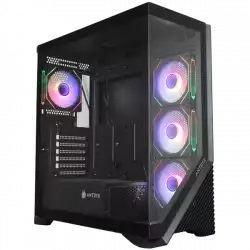 Chassis FC-AR17A-ARGB, 7 slots, 1 x Type C, 2 X USB 3.0, 4 x ARGB, remote, Without PSU, Black                          