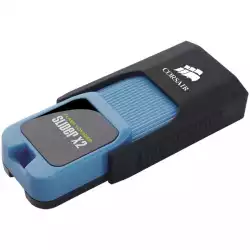 Corsair Flash Voyager Slider X2 USB 3.0 128GB, Blue Housing, Read 200MBs - Write 90MBs, Capless Design, Plug and Play