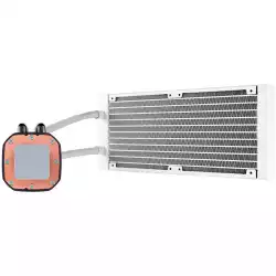 Corsair Hydro Series H100i RGB PLATINUM SE 240mm Liquid CPU Cooler, an all-in-one liquid CPU cooler with a 240mm radiator and vivid RGB lighting in brilliant white housing, built for extreme CPU cooling, dual LL120 RGB PWM fans