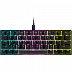 Corsair K65 RGB MINI 60% Mechanical Gaming Keyboard, Backlit RGB LED, CHERRY MX SPEED, Black, Black PBT Keycaps