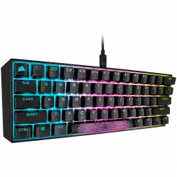Corsair K65 RGB MINI 60% Mechanical Gaming Keyboard, Backlit RGB LED, CHERRY MX SPEED, Black, Black PBT Keycaps