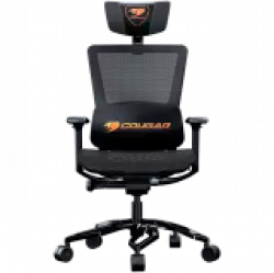 COUGAR Argo Black, Premium Aluminum Frame, 5-star Aluminum Alloy base, Breathable PVC Leather, Trigger shift wire control system, Dynamic lumbar Support Design, Flexibly reclining backrest, Adjustable headrest, Sliding seat, 3D Adjustable Armrest