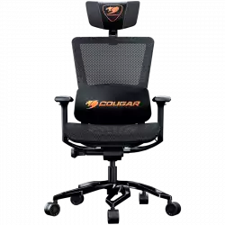 COUGAR Argo Black, Premium Aluminum Frame, 5-star Aluminum Alloy base, Breathable PVC Leather, Trigger shift wire control system, Dynamic lumbar Support Design, Flexibly reclining backrest, Adjustable headrest, Sliding seat, 3D Adjustable Armrest