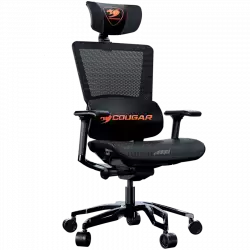 COUGAR Argo Black, Premium Aluminum Frame, 5-star Aluminum Alloy base, Breathable PVC Leather, Trigger shift wire control system, Dynamic lumbar Support Design, Flexibly reclining backrest, Adjustable headrest, Sliding seat, 3D Adjustable Armrest