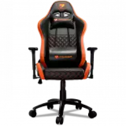 COUGAR Armor Pro Orange, Full Steel Frame, Breathable PVC Leather, Diamond Check Pattern Design, Micro Suede-Like Texture, Head and Lumbar Pillow, Mid Size, 3D Arm Rest Directions, Class 4 Gas Lift Cylinder, Orange / Black, 120 kg Weight Limit