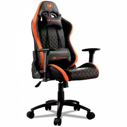 COUGAR Armor Pro Orange, Full Steel Frame, Breathable PVC Leather, Diamond Check Pattern Design, Micro Suede-Like Texture, Head and Lumbar Pillow, Mid Size, 3D Arm Rest Directions, Class 4 Gas Lift Cylinder, Orange / Black, 120 kg Weight Limit