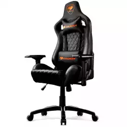 COUGAR Armor S BLACK Gaming Chair, Full Steel Frame, 4D adjustable arm rest, Gas lift height adjustable, 180º seat back adjustable, Head and Lumbar Pillow, High density mold shaping foam, Premium PVC leather,Weight Capacity-120kg,Product Weight-21kg
