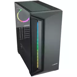 COUGAR Dark Blader X7 Midnight Green, Mid-Tower, Mini ITX/Micro ATX/ATX/CEB/E-ATX, USB 3.0 x 2, USB 2.0 x 1, Mic x1/Audio x1, RGB Button, Tempered Glass Left Panel, ARGB VK120 Rear fan x 1 pre-installed, Onboard Lighting System, RGB Syn