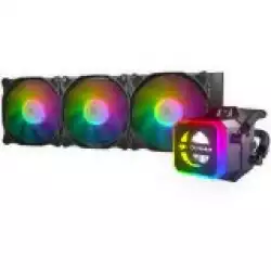 COUGAR Helor 360Liquid Cooling,Copper with Nickel Plating,Pump Speed 2700 ± 10% R.P.M, Aluminum material, 12 Addressable RGB LEDs (5V), Radiator Type 360mm,Fan ModelVortex Omega 120,Fan Quantity 3,Hydro-Dynamic Bearing
