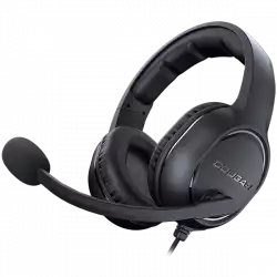 COUGAR HX330 Gaming Headset, 50mm Complex PEK Diaphragm drivers, 3.5mm Jack connections, 270g Light-Weight Comfort, 9.7mm Noise Cancellation Microphone, 4-pole 3.5mm Connector and 3-pole Y splitter for PC