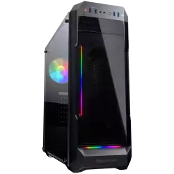 COUGAR MX331-T, Mid Tower, MiniITX/MicroATX/ATX, 204x481x443(mm), USB 3.0 x 2, USB 2.0 x 2, Mic x 1 / Audio x 1, RGB Control Button, Acyrlic with ARGB strips Front Panel, 120mm x 1(ARGB fan x1 pre-installed), 4mm Tempered Glass Left Panel, 5 Fans Max