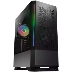 COUGAR MX430 Air RGB (Black), Mid Tower, Mini ITX / Micro ATX / ATX, USB 3.0 x 2, USB 2.0 x 1, Mic x 1 / Audio x 1, Reset Button, RGB Button, 3x ARGB fans pre-installed, Built-in LED controller, Patterned Air Vents Design, 217 x 467 x 371 (mm)