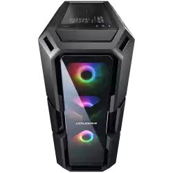 COUGAR MX440-G RGB, Mid-Tower, Mini ITX/Micro ATX/ATX, 215x505x424(mm), USB 3.0 x 2, USB 2.0 x 1, Mic x 1 / Audio x 1, RGB Button, 4mm Tempered Glass Front and Left Panel, 120mm ARGB Fans x 3 pre-installed, Maximum Number of Fans: 6