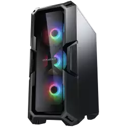 COUGAR MX440-G RGB, Mid-Tower, Mini ITX/Micro ATX/ATX, 215x505x424(mm), USB 3.0 x 2, USB 2.0 x 1, Mic x 1 / Audio x 1, RGB Button, 4mm Tempered Glass Front and Left Panel, 120mm ARGB Fans x 3 pre-installed, Maximum Number of Fans: 6