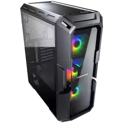 COUGAR MX440-G RGB, Mid-Tower, Mini ITX/Micro ATX/ATX, 215x505x424(mm), USB 3.0 x 2, USB 2.0 x 1, Mic x 1 / Audio x 1, RGB Button, 4mm Tempered Glass Front and Left Panel, 120mm ARGB Fans x 3 pre-installed, Maximum Number of Fans: 6
