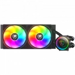 COUGAR Poseidon Elite ARGB 240 BK AIO Liquid Cooler, Pump Speed 2700 ± 10% RPM ARGB Lighting with Infinity Mirror, 90-degree utteright fins, Intel LGA1851 / LGA1700 / LGA1200 / LGA115X / LGA1366 AM5 / AM4 / AM3 / AM2 / FM2 / FM1