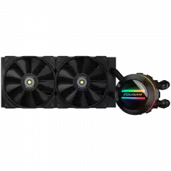 COUGAR Poseidon GT 240 AIO, 2x Cougar MHP 120mm 2000rpm PWM Fans, ARGB Lighting with Infinity Mirror, Rotatable Pump Head, ZrO₂ Pump Bearing, Intel LGA 115X/1366/1200/1700/2011/2066, AMD TR4/TRX4/AM5/AM4/FM2/FM1/AM3+/AM3/AM2+/AM2