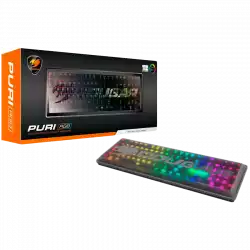 COUGAR PURI RGB Red Switches Mechanical Gaming Keyboard,N-key rollover(USB mode support),Key Backlight White LED,1000Hz/1ms Polling rate,Steel/Plastic,Magnetic Protective cover,1.8m Braided Cable Length,Detachable Cable