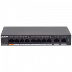 Dahua 10-Port Cloud Managed Desktop PoE Switch, 8x PoE 100 Mbps, Port 1 - 60W, Port 2-8 - 30W, total 60W, 2x uplink 1 Gbps.                          