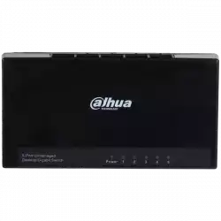 Dahua 5-Port Gigabit Ethernet Switch, L2, IEEE 802.3, IEEE 802.3u, IEEE 802.3ab, IEEE802.3x, switching capacity 10 Gbps, Packet Forwarding Rate 7.44 Mpps, Packet Buffer Memory 1.5 Mbi, MAC Table 2K, 1.6W