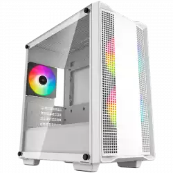 DeepCool CC360 ARGB WH, Mid Tower, Mini-ITX/Micro-ATX, 1xUSB3.0, 1xUSB2.0, 1xAudio, 3x120mm Pre-Installed ARGB Fans, Tempered Glass, Mesh Panel, White, R-CC360-WHAPM3-G-1