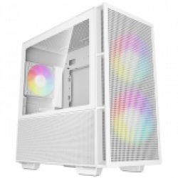 DeepCool CH360 WH, Mini Tower, Mini-ITX/Micro-ATX, 1x USB3.0, 1x Audio, 1x Type-C, Pre-Installed 2x140mm ARGB Fans + 1x120 ARGB Fan, Tempered Glass, Mesh Panel, GPU Support Arm, White, R-CH360-WHAPE3-G-1                          