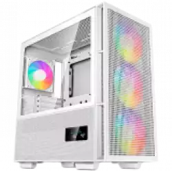 DeepCool CH560 Digital WH, Mid Tower, Mini-ITX/Micro-ATX/ATX/E-ATX, 1xUSB3.0, 1xType-C, 1xAudio, 3x140mm+1x120mm Pre-Installed ARGB Fans, Tempered Glass, Mesh Panels, Dual-Status Digital Display, GPU Support Arm, White, R-CH560-WHAPE4D-G-1                          