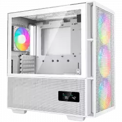 DeepCool CH560 Digital WH, Mid Tower, Mini-ITX/Micro-ATX/ATX/E-ATX, 1xUSB3.0, 1xType-C, 1xAudio, 3x140mm+1x120mm Pre-Installed ARGB Fans, Tempered Glass, Mesh Panels, Dual-Status Digital Display, GPU Support Arm, White, R-CH560-WHAPE4D-G-1