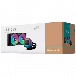 DeepCool LE240 V2, 240mm CPU Liquid Cooler, 2x120mm PWM ARGB Fans, ARGB block, Black, LGA1851/1700/1200/1151/1150/1155, AMD AM5/AM4, R-LE240-BKAMMC-G-2