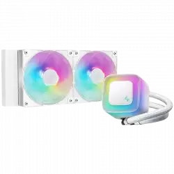 DeepCool LE240 WH V2, 240mm CPU Liquid Cooler, 2x120mm PWM ARGB Fans, ARGB block, White, LGA1851/1700/1200/1151/1150/1155, AMD AM5/AM4, R-LE240-WHAMMN-G-2, 3Y