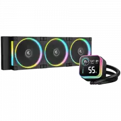 DeepCool LQ360 ULTRA ARGB, 360mm CPU Liquid Cooler, 3x120mm FL12 ARGB Fans, LED Screen, Anti-Leak Technology, Black, LGA1851/1700/1200/115x, AMD AM5/AM4, 5Y, R-LQ360-BKASMC-G-1