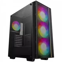 DeepCool MATREXX55 MESH V4 C, Mid Tower, Mini-ITX/Micro-ATX/ATX, 1xUSB3.0, 1x Type-C, 1xAudio, LED Button, 3x140mm ARGB Fans, 1x120mm ARGB Fan, ARGB LED Strip, Tempered Glass, Mesh Panel, Black, R-MATREXX55-BCAGA4-G-4                          
