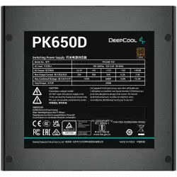 DeepCool PK650D, 650W, 80 Plus BRONZE, Taiwanese Capacitors, Flat Black Cables, 120mm Fan, SCP/OPP/OTP/OVP/OCP/UVP, 5Y, R-PK650D-FA0B-EU