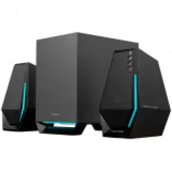 Edifier G1500 MAX 2.1 Audio System, BT V5.3, USB, AUX, 2.5-inch Drivers, 4-inch Subwoofer, RGB Lighting, 30W (RMS), Black