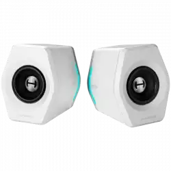 Edifier G2000 2.0 Audio System, BT V5.1, USB, AUX, 2.75-inch Drivers, RGB Lighting, 16W (RMS), White