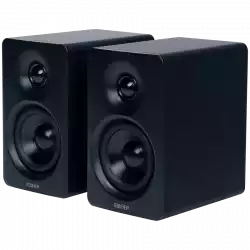 Edifier M60 Bookshelf Speakers, Bluetooth V5.3 (Hi-Res & Hi-Res Wireless), USB-C and 3.5 mm AUX inputs, 1-inch silk-dome tweeters  3-inch long-throw aluminum diaphragm mid-low drivers, 66 W (RMS), touch panel controls, Black                          