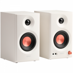 Edifier MR3 Active Studio Monitors, BT V5.4, RCA, AUX, 1-inch Tweeters, 3.5-inch Drivers, 36W (RMS), Tone Control Dials, White