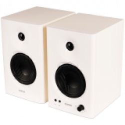 Edifier MR4 Active Studio Monitors, RCA, AUX, TRS, 1-inch Tweeters, 4-inch Woofers, 42W (RMS), Control Knob, White
