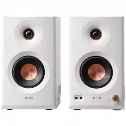 Edifier MR5 Active Studio Monitors (Tri-amped), BT V6.0, Balanced XLR, Balanced TRS, RCA and AUX, which headphone output, 5-inch woofers, 3.75-inch mid-range drivers, and 1-inch silk dome tweeters, 110W (RMS), Room Acoustic Compensation, White
