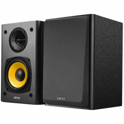 Edifier R1000T4 2.0 Bookshelf Speakers, RCA, 0.5-inch Tweeters, 4-inch Drivers, 24W (RMS), Control Buttons, Black