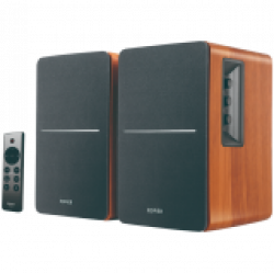 Edifier R1280DBs 2.0 Bookshelf Speakers, BT V5.1, Optical, Coaxial, RCA, 0.5-inch Tweeters, 4-inch Drivers, Sub-Out, 42W (RMS), Control Knobs and Remote Control, Brown