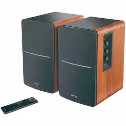 Edifier R1280DBs 2.0 Bookshelf Speakers, BT V5.1, Optical, Coaxial, RCA, 0.5-inch Tweeters, 4-inch Drivers, Sub-Out, 42W (RMS), Control Knobs and Remote Control, Brown