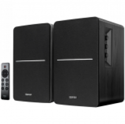 Edifier R1280DBs 2.0 Bookshelf Speakers, BT V5.1, Optical, Coaxial, RCA, 0.5-inch Tweeters, 4-inch Drivers, Sub-Out, 42W (RMS), Control Knobs and Remote Control, Black