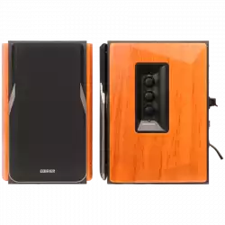 Edifier R1380DB 2.0 Bookshelf Speakers, BT V5.1, Optical, Coaxial, RCA, 1-inch Tweeters, 4-inch Drivers, 42W (RMS), Control Knobs and Remote Control, Brown                          