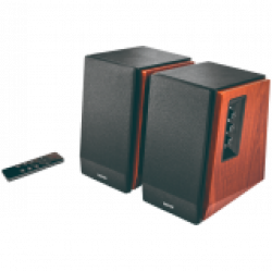 Edifier R1700BTs .0 Bookshelf Speakers, BT V5.1, RCA, 0.75-inch Tweeters, 4-inch Drivers, Sub-Out, 66W (RMS), Control Knobs and Remote Control, Brown